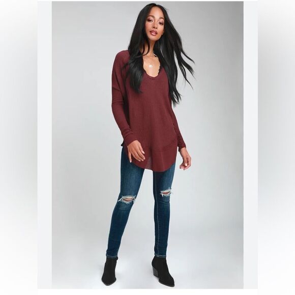 We The Free Catalina Plum Purple Long Sleeve Thermal Top - Picture 3 of 6